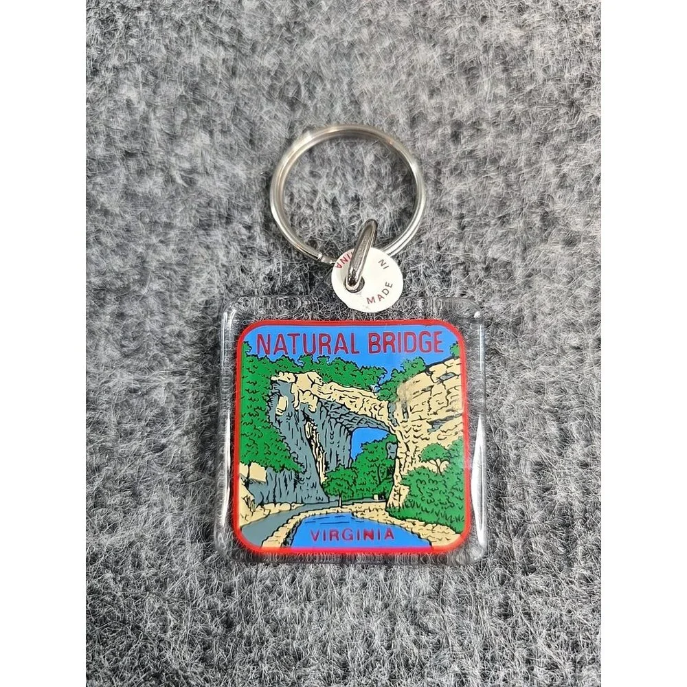 Vintage Virginia Souvenir Acrylic Keychain Keyring Natural Bridge State Park